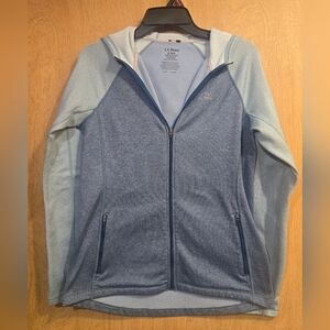 Womens L.L Bean Blue & Teal Lightweight Zip Hooded Jacket Size Small